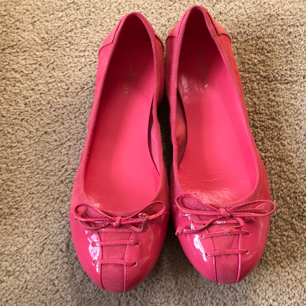 Cole Haan pink patent and suede ballet flats